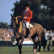 Gerd Wiltfang & Roman jumping 2.26m at 1980 Olympia Horse Show